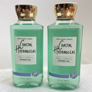 2-Bath &  Body Works~ COASTAL HYDRANGEAS Shower Gel~ 10 FL